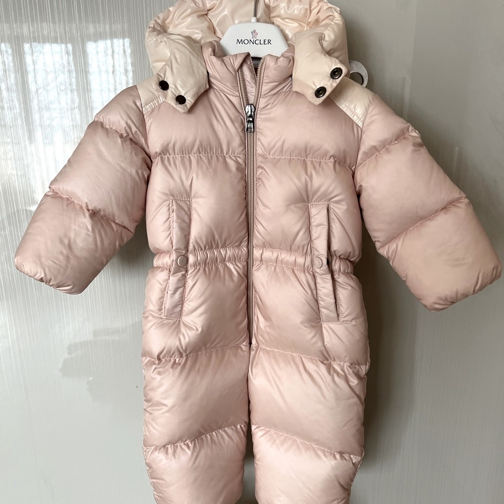 Moncler baby pink snowsuit